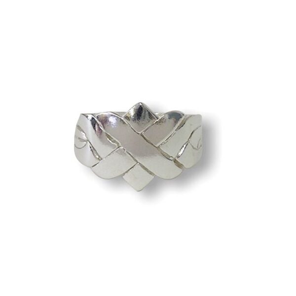4 Band - Sterling Silver Puzzle Ring - X Design