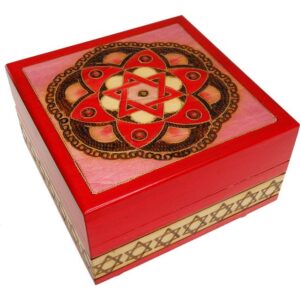 Star of David & Flower Secret Box - Red