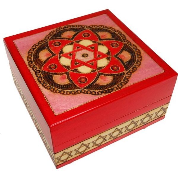 Star of David & Flower Secret Box - Red