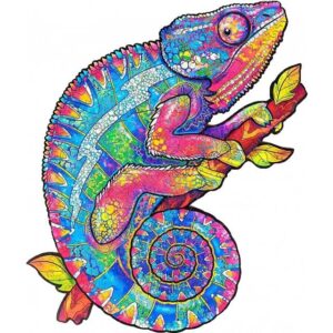 Iridescent Chameleon - Shaped Wooden Jigsaw
